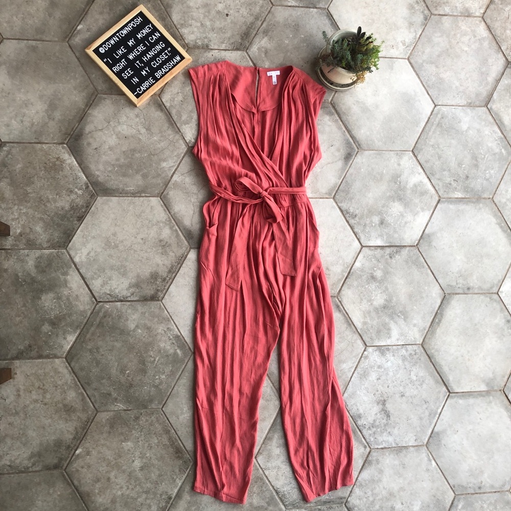 Leith Faux Wrap Pink Jumpsuit